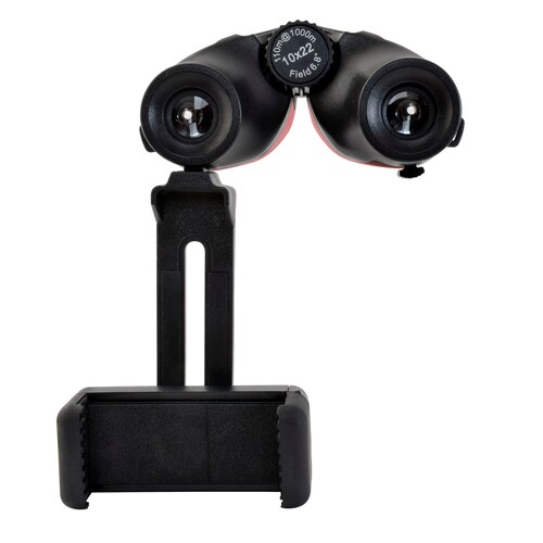 Binocular compacto Wallis tipo porro, 10 x 22 mm, con accesorios, rosa