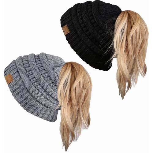 2 Gorro Cc Coleta Chongo Mujer Moda Regalo Novia Amiga Frío