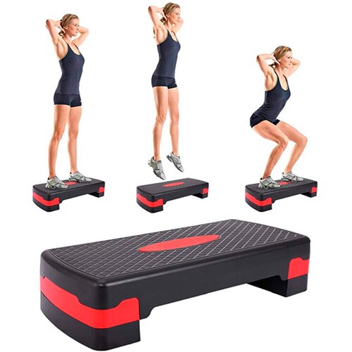 Aerobic Step Rojo ejercicio con 2 Alturas de alta resistencia Escalón ejercicio Fitness para múltiples ejercicios