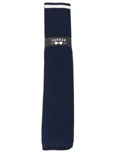 Corbata Lisa Azul Marino Line Caballero Hombre Sarosa