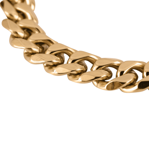 LUCKMAN Pulsera Hombre de Cadena Acero Inoxidable con Baño de Oro 18k , Brazalete tipo Esclava - Modelo Clark