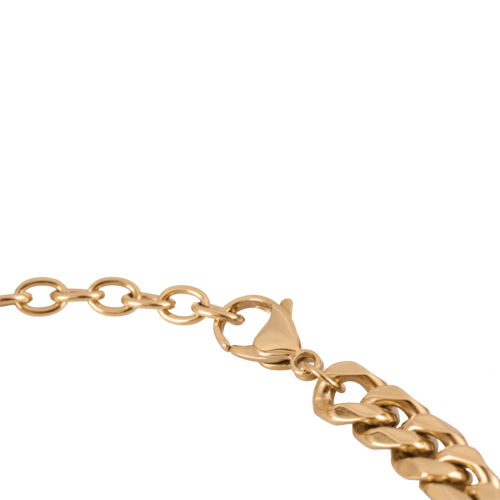 LUCKMAN Pulsera Hombre de Cadena Acero Inoxidable con Baño de Oro 18k , Brazalete tipo Esclava - Modelo Clark