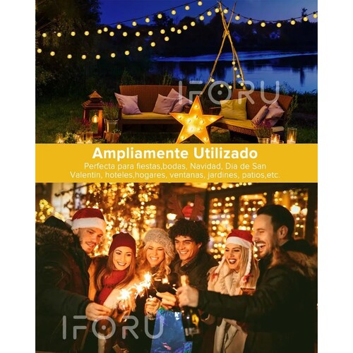 Guirnalda De Luces 25 Focos Vintage Impermeable 7.6m Navidad.