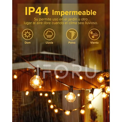 Guirnalda De Luces 25 Focos Vintage Impermeable 7.6m Navidad.