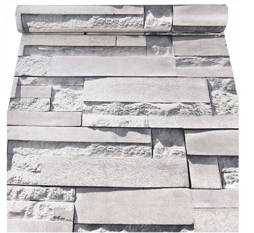Papel Tapiz Piedra Laja Gris Autoadherible Pared 45cm X 10m Decorativo.