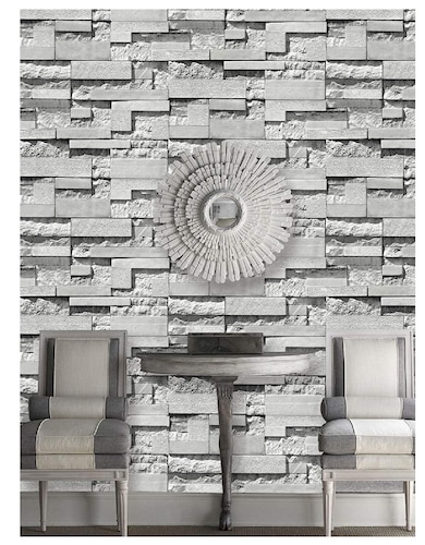 Papel Tapiz Piedra Laja Gris Autoadherible Pared 45cm X 10m Decorativo.