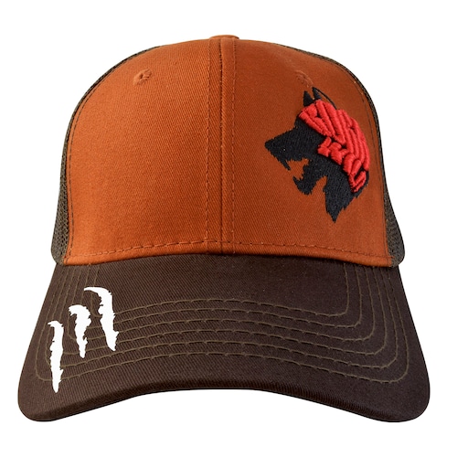 Gorra con Malla y ajustador plástico, Born Wild, Naranja con café