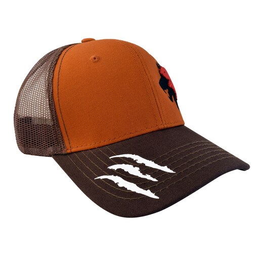 Gorra con Malla y ajustador plástico, Born Wild, Naranja con café
