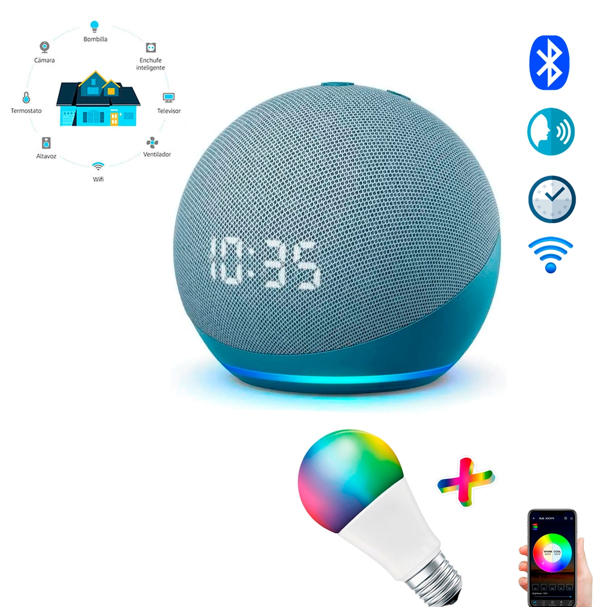 Bocina Inteligente Echo Dot 4th Gen Con Asistente Virtual 110V