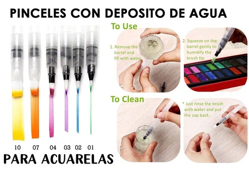Pinceles Para Acuarela Con Deposito De Agua Para Pintar Profesional.