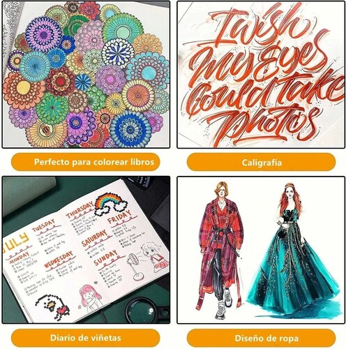 72 Plumones Doble Punta Pincel Lettering Rotuladores Lavables P dibujo.