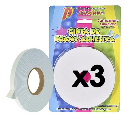 Cinta Adhesiva Foam Doble Cara Adhesiva Extra Fuerte Multi usos pared manualidades.