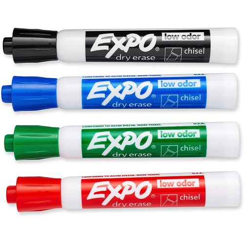 Marcador Expo Para Pizarron Blanco Punta de Cincel Kit 6pzas