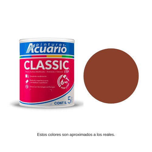 Pintura Classic Color Rojo Óxido Acuario 1 Lt Va41310