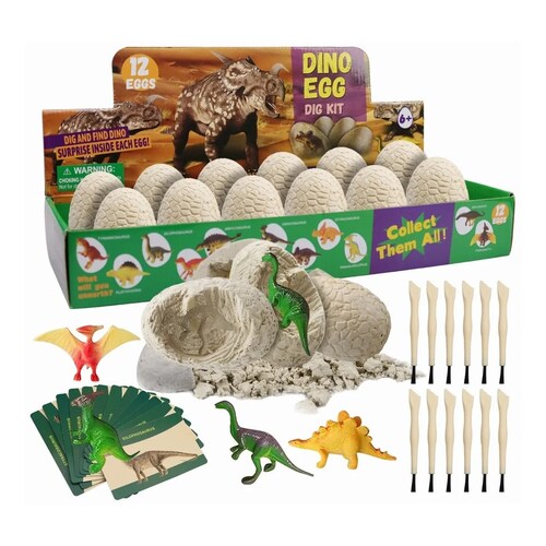 Juego De Dinosaurio 12pzs, Arqueológico Cavar Huevos De Dinosaurio.