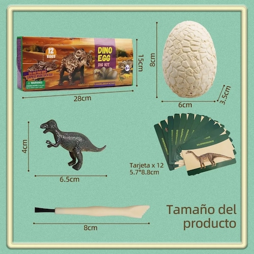 Juego De Dinosaurio 12pzs, Arqueológico Cavar Huevos De Dinosaurio.