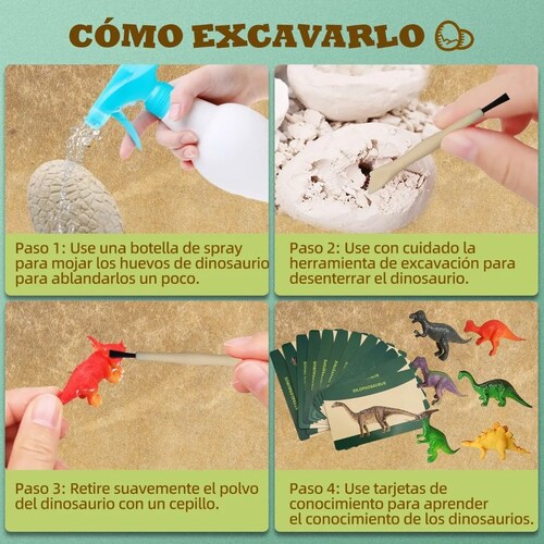 Juego De Dinosaurio 12pzs, Arqueológico Cavar Huevos De Dinosaurio.
