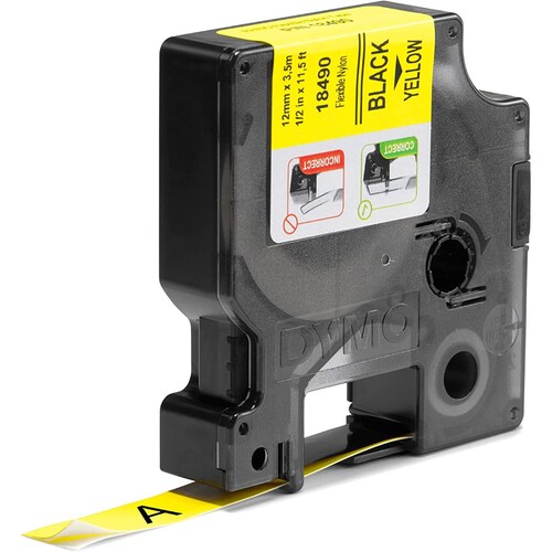 Dymo M18490 Cinta Rhino D1 Nylon 12mm 3/4", amarillo
