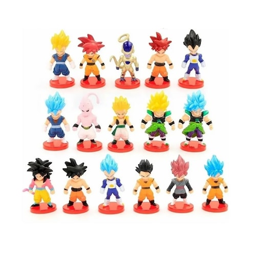 Kit 16 Juguetes Muñecos Dragon Ball Z Goku, Vegeta, Freezer, Majin Boo