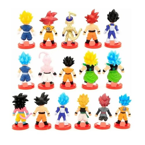 Kit 16 Juguetes Muñecos Dragon Ball Z Goku, Vegeta, Freezer, Majin Boo