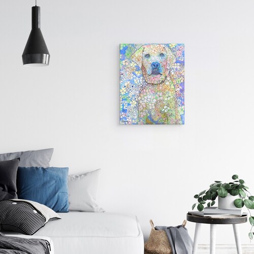 Cuadros Decorativos - Perro con flores de laboratorio de chocolate blanco de Randy Riccobonis