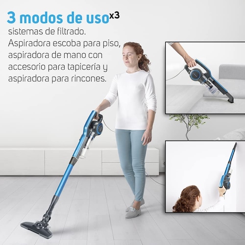 Taurus Liberty Aspiradora Vertical Ciclónica 3 en 1- Aspiradora de Mano Ligera -Cable 6 Metros- 800 ml de Capacidad- 3 Sistemas de Filtrado, HEPA- Accesorios incluidos - Funcional y Versátil