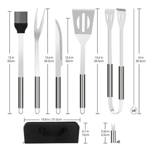 Juego De Utensilios Para Parrilla De Acero Inoxidable 