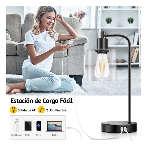 Lampara de Mesa Buró Tactil con 2 Puertos USB, 2 Piezas