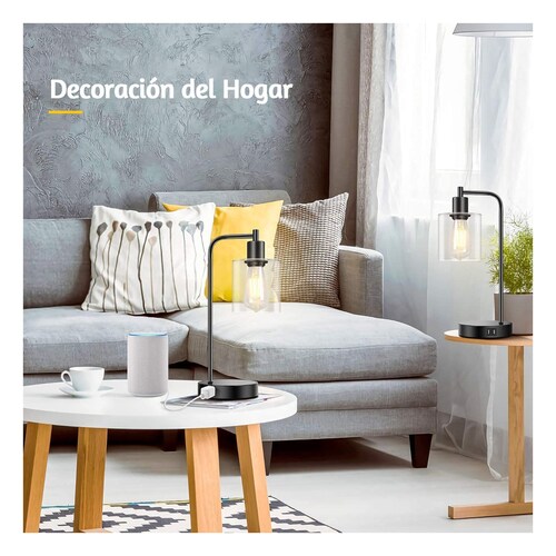 Lampara de Mesa Buró Tactil con 2 Puertos USB, 2 Piezas