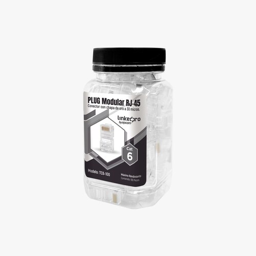 LinkedPRO Conector RJ-45 Cat6, Transparente, 100 Piezas  