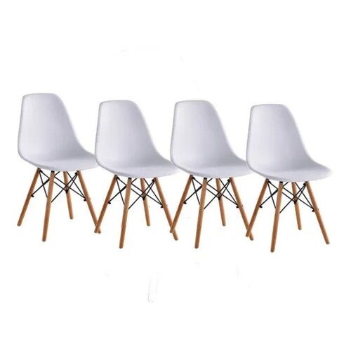 SIlla de comedor Begônia Eames, estructura color blanco, 4 unidades