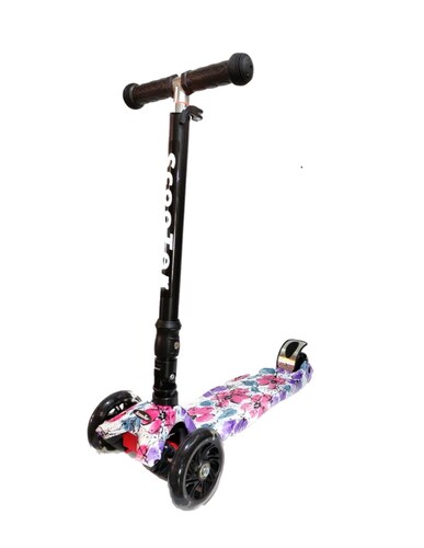 Scooter Niña Ex Flores Luces Led De 3-10 Años O 45 Kg
