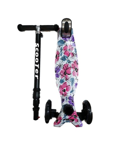 Scooter Niña Ex Flores Luces Led De 3-10 Años O 45 Kg