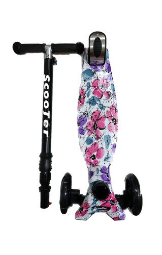 Scooter Niña Ex Flores Luces Led De 3-10 Años O 45 Kg