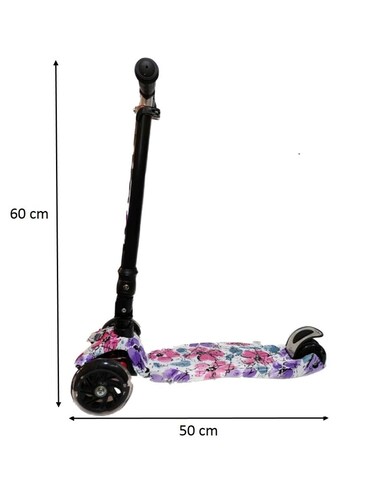Scooter Niña Ex Flores Luces Led De 3-10 Años O 45 Kg