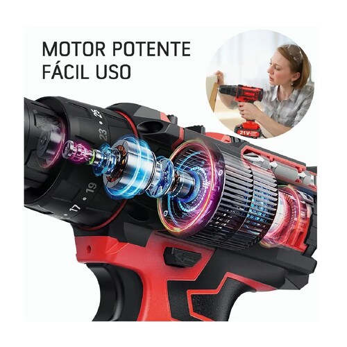 Kit Taladro Eléctrico Atornillador Inalambrico Con Luz,118pc
