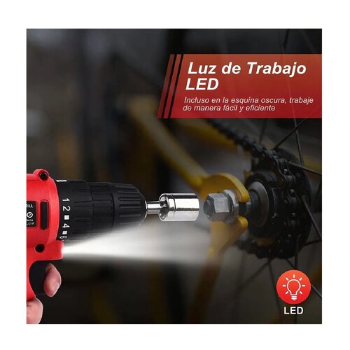 Kit Taladro Eléctrico Atornillador Inalambrico Con Luz,118pc