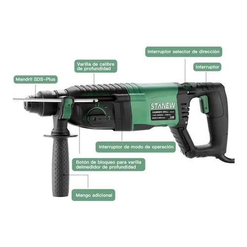 Taladro Rotomartillo Stanew 26d Set 800w Sds Plus.