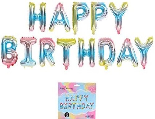 Kit Globos Metálicos Happy Birthday Arcoiris
