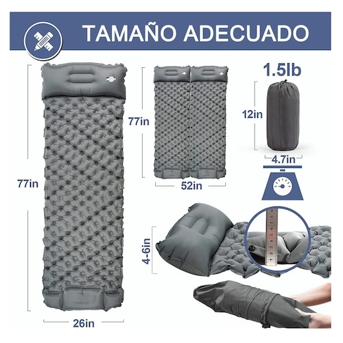  Colchón Inflable Portátil Ultraligero para Acampar