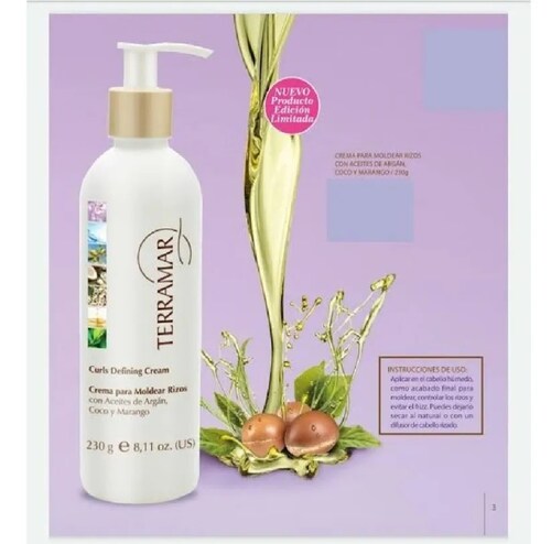 Crema Para Moldear Rizos Terramar con Aceite de Argán 250ml