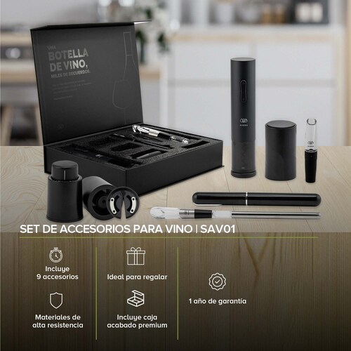 Set Para Vino Con Sacacorchos Eléctrico Y Enfriador Avera SAV01