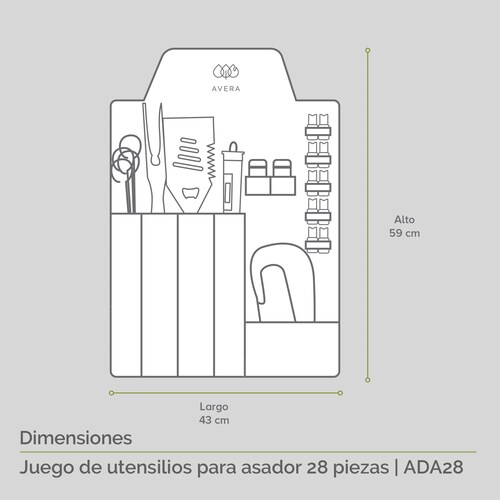 Mandil Con Kit De Utensilios Para Asador  Avera ADA28
