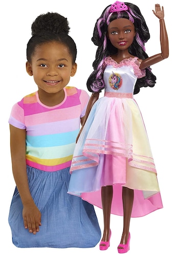 Barbie Gigante Fiesta Unicornio 72cm De Altura Pelo Negro.