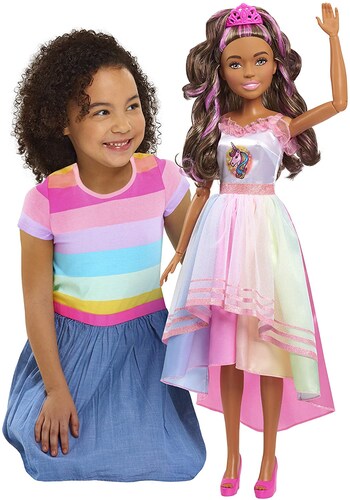 Barbie Gigante Fiesta Unicornio 72cm De Altura Pelo Castaño.