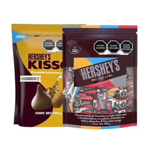 Kisses Con Almendra de 900g y Hershey's Miniatura de 900g