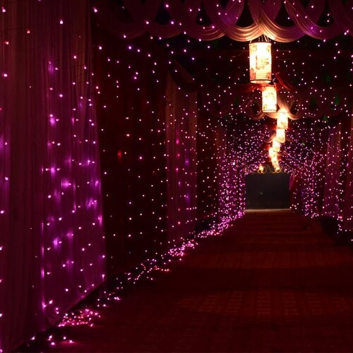 Serie de Luces Decorativa  Luz Led Rosa 300 Focos 8 Funciones Cable Rosa Plástico 13 m