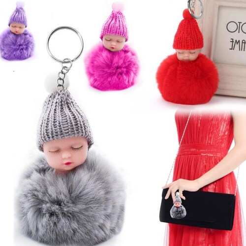 Llavero pompon de bebe durmiente 7 Cm