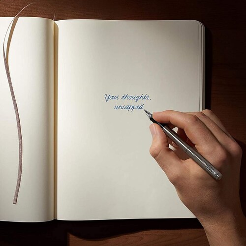 Pluma Estilográfica PARKER Jotter, Eje de Acero Inoxidable con Adornos Dorados, Tinta Azul