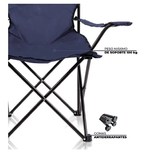 Silla plegable para camping Azul.